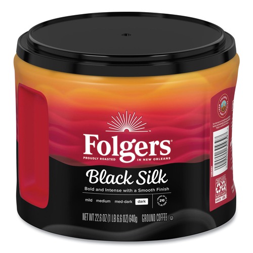 Coffee - Caffeinated | Folgers 2550030439 22.6 oz. Canister Black Silk Coffee image number 0