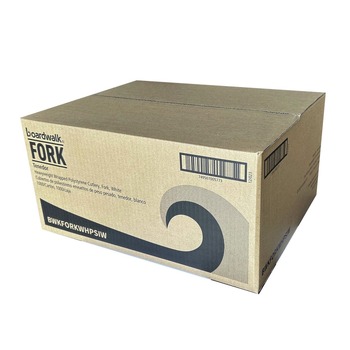Boardwalk BWKFORKWHPSIW Heavyweight Wrapped Polystyrene Plastic Fork Cutlery - White (1000/Carton)