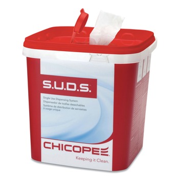  | Chicopee 0727 7.5 in. x 7.5 in. x 8 in. S.U.D.S Bucket with Lid - Red/White (6/Carton)