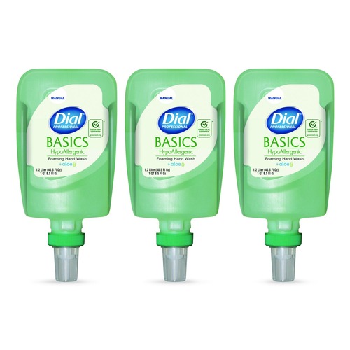 Soap Refills | Dial Professional 17000 16714 1.2 Liter Basics Hypoallergenic Foaming Hand Wash Refill for FIT Manual Dispenser - Honeysuckle Scent (3/Carton) image number 0