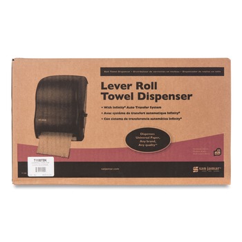 San Jamar T1100TBK 12.94 in. x 9.25 in. x 16.5 in. Lever Roll Classic Towel Dispenser - Transparent Black Pearl