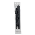 Perforated Roll & Hand Towels | Dixie CH56NC7 Individually Wrapped Heavyweight Plastic Fork/Knife/Napkin/Spoon Set - Black (250/Carton) image number 2