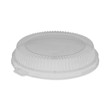 FOOD CONTAINERS AND LIDS | Pactiv Corp. YCI800120000 ClearView 8.88 in. x 8.88 in. x 0.75 in. Fluted Plastic Dome-Style Lid with Tabs - Clear