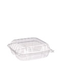 Food Containers & Lids | Dart C90PST3 ClearSeal 8.25 in. x 8.25 in. x 3 in. Hinged-Lid Plastic Containers - Clear (250/Carton) image number 3