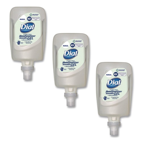 Hand Sanitizers | Dial Professional 16706 1.2 Liter Antibacterial Gel Hand Sanitizer Refill for FIT Manual Dispenser - Fragrance-Free (3/Carton) image number 0
