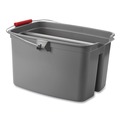 Buckets & Wringers | Rubbermaid Commercial FG262888GRAY 18 in. x 14.5 in. x 10 in. 19 qt. Plastic Double Utility Pail - Gray image number 2