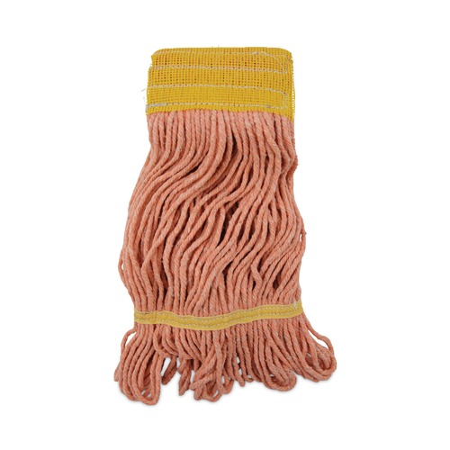 Mop Heads | Boardwalk BWK501OR 5 in. Headband Cotton/Synthetic Fiber Super Loop Wet Mop Head - Small, Orange (12/Carton) image number 0