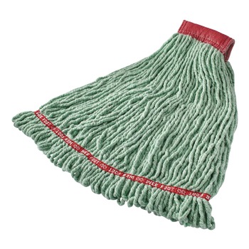 Rubbermaid Commercial FGA25306GR00 5 in. Red Headband Web Foot Shrinkless Looped-End Cotton/Synthetic Wet Mop Head - Large, Green