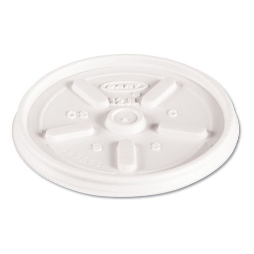 Food Containers & Lids | Dart 12JL Vented Plastic Lids for 12 oz. Hot/Cold Foam Cups (1000/Carton) image number 0