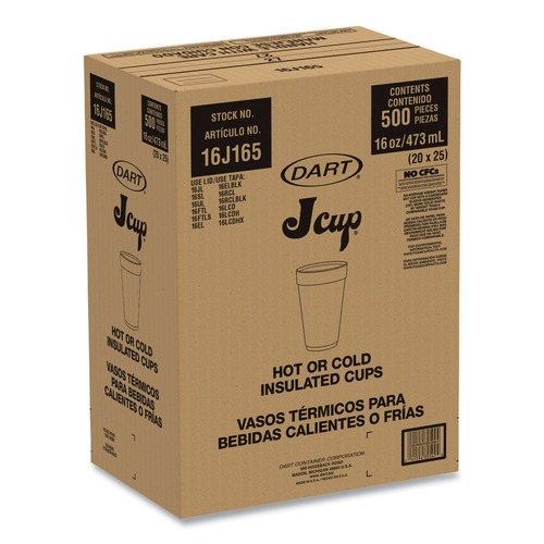 Cups | Dart 16J165 16 oz. Foam Drink Cups - White (500/Carton) image number 0