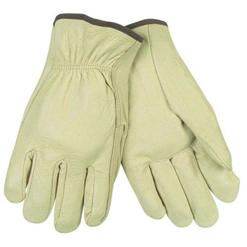 WORK AND WELDING GLOVES | MCR Safety M3400M Unlined Pigskin Driver Gloves - Medium, Cream (1-Dozen)