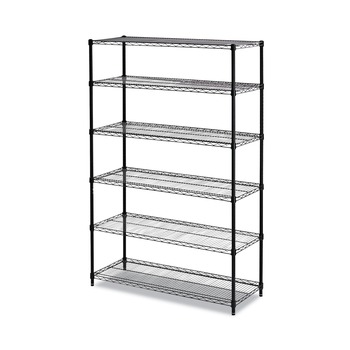 Alera ALESW664818BL NSF Certified 6-Shelf 48 in. x 18 in. x 72 in. Wire Shelving Kit - Black