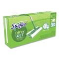 Mops | Swiffer 49947 10 in. x 4.8 in. Cloth Head 46 in. Aluminum/Plastic Handle Sweeper Mop - White Head Silver/Green Handle image number 0