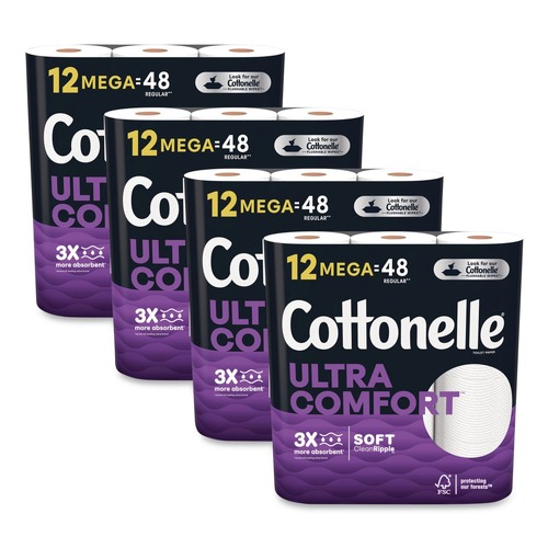 Toilet Tissues | Cottonelle 55494 Ultra ComfortCare 2-Ply Septic Safe Mega Rolls Soft Tissue Toilet Paper - White (48/Carton) image number 0