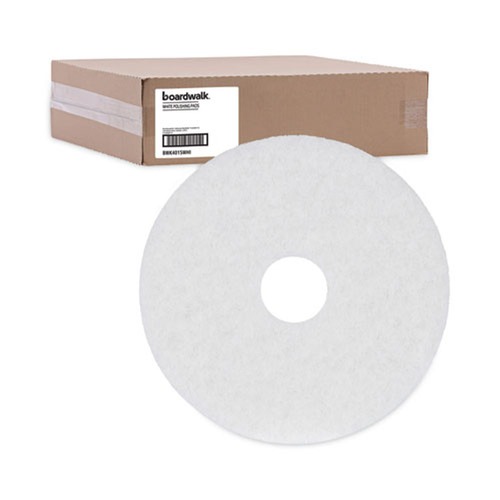 Floor Pads-Cleaning, Buffing & Polishing | Boardwalk BWK4015WHI 15 in. Diameter Polishing Floor Pads - White (5/Carton) image number 0