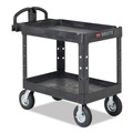 Carts | Rubbermaid Commercial FG452088BLA 25.9 in. x 45.2 in. x 32.2 in. 500 lbs. Capacity 2 Lipped Shelves Heavy-Duty Plastic Utility Cart - Black image number 3