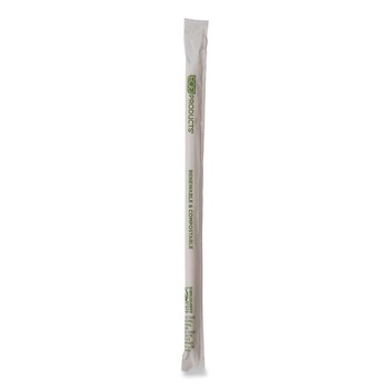 Eco-Products EP-STPHA1025 10.25 in. Renewable and Compostable PHA Straws - Natural White (1,250/Carton)