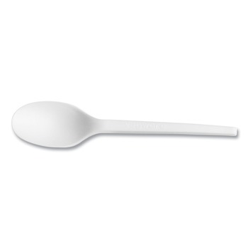 Vegware VW-SP6.5 Compostable CPLA Cutlery Spoon - White (1000/Carton)