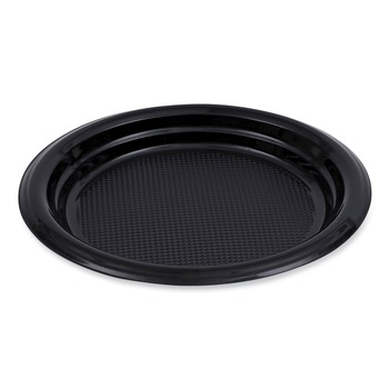 Boardwalk BWKPLTHIPS6BL 6 in. Diameter Hi-Impact Plastic Dinnerware Plate - Black (1000/Carton)