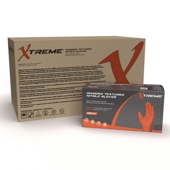 Ammex XODN44100 6 mil DT Nitrile Powder-Free Disposable Gloves - Medium, Orange (1000/Carton)