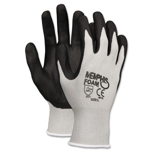 Work & Welding Gloves | MCR Safety 9673M Economy Foam Nitrile Gloves - Medium Gray/Black (1 Dozen) image number 0