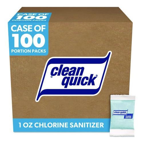 Glassware Cleaners | Clean Quick 02584 1 oz. Packet Powdered Chlorine-Based Sanitizer (100/Carton) image number 0