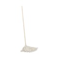 Mops | Boardwalk BWK116C 16 oz. Cotton Head Deck Mop with 48 in. Oak Wood Handle - White (6/Carton) image number 0