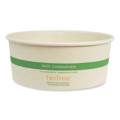 Food Containers & Lids | World Centric BO-NT-24W 5.9 in. x 2.4 in. 24 oz. No Tree Wide Paper Sugarcane Bowls - Natural (300/Carton) image number 0