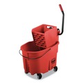 Buckets & Wringers | Rubbermaid Commercial FG758888RED WaveBrake 2.0 35 qt. Side-Press Plastic Bucket/Wringer Combos - Red image number 0