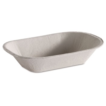 FOOD TRAYS AND LINERS | Chinet 10408 4 in. x 6 in. 1 Compartment Paper Savaday Molded Fiber Food Tray - Beige (1000/Carton)