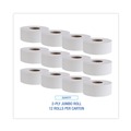 Toilet Tissues | Boardwalk SOD410323 3.4 in. x 1000 ft. 2 Ply Jumbo Roll Bathroom Tissue - White (12/Carton) image number 2