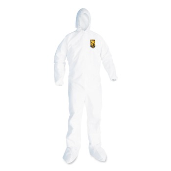 Ansell KCC49123 A20 Hood, Boots, and Elastic-Back Breathable Particle Protection Coveralls - Large, White (24/Carton)