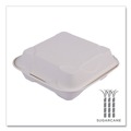 Food Containers & Lids | Eco-Products EP-HC81NFA Vanguard 8 in. x 8 in. x 3 in. 1-Compartment Renewable and Compostable Sugarcane Clamshells - White (200/Carton) image number 5