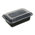 Food Containers & Lids | GEN FCPP-BC-16RECT 7.48 in. x 5.03 in. x 2.04 in. 16 oz. Plastic Microwavable Food Container with Lid - Rectangular Black/Clear (150/Carton) image number 1