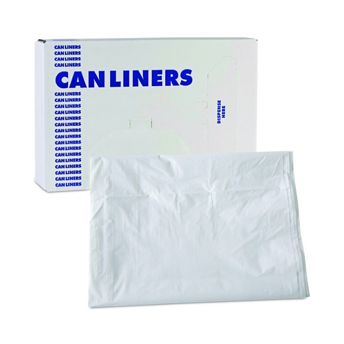 Low-Density Trash Bags | Boardwalk H7658TWK 38 in. x 58 in. 60 gal. 0.9 mil Linear Low Density Industrial Can Liners - White (100/Carton) image number 0