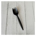 Disposable Sporks | Boardwalk BWKSPORKBLPP Mediumweight Polypropylene Plastic Spork Cutlery - Black (1000/Carton) image number 2