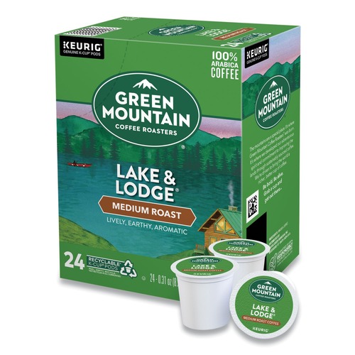 Coffee - Caffeinated | Green Mountain Coffee 5000359049 Medium Roast Lake and Lodge Coffee K-Cups (24/Box) image number 0