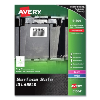 JANITORIAL | Avery 61504 Surface Safe 3 in. x 5 in. ID Labels - White (200/Box)
