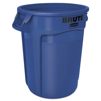 Rubbermaid Commercial FG263200BLUE 32 Gallon Plastic Vented Round Brute Container - Blue
