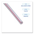 Straws/Stems/Sticks | Boardwalk BWKJSTW775S24 7.75 in. Wrapped Jumbo Plastic Straws - White/Red Stripe (400/Pack, 25 Packs/Carton) image number 5