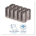 Low-Density Trash Bags | Boardwalk H4832RKKR01 16 Gallon 0.35 mil 24 in. x 32 in. Perforated Roll Low-Density Waste Can Liners - Black (50 Bags/Roll, 10 Rolls/Carton) image number 3