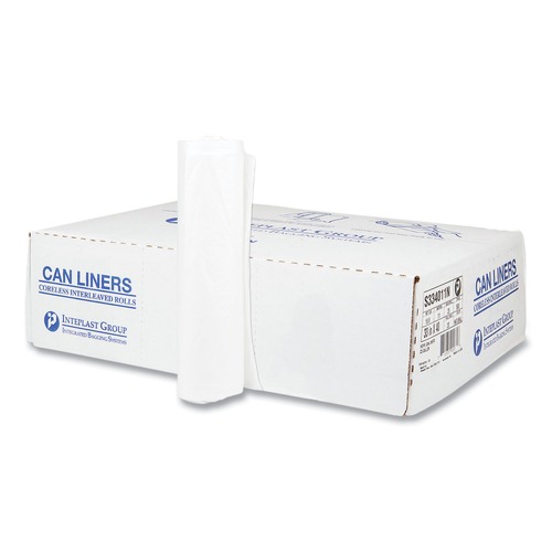High-Density Trash Bags | Inteplast Group S334011N 33 gal. 11 microns 33 in. x 40 in. High-Density Interleaved Commercial Can Liners - Clear (25 Bags/Roll, 20 Rolls/Carton) image number 0