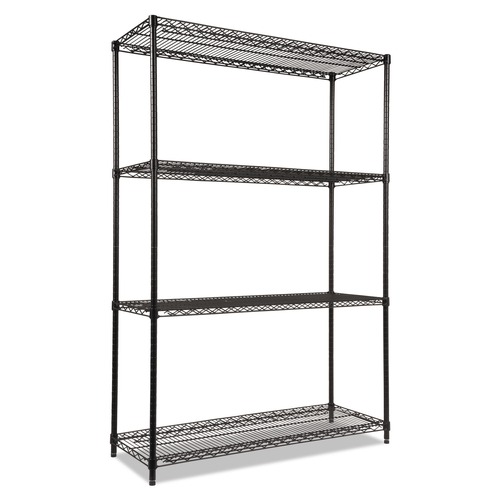 Racks & Shelving | Alera ALESW504818BL NSF Certified Industrial 48 in. x 18 in. x 72 in. 4-Shelf Wire Shelving Starter Kit - Black image number 0