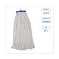 Mop Heads | Boardwalk BWK724REA 24 oz. Cut-End Lie-Flat Rayon Wet Mop Head - White image number 2