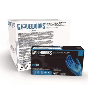 RESTAURANT EQUIPMENT | Ammex IVBPF48100 3 mil Industrial Powder-Free Vinyl Gloves - X-Large, Blue (1000/Carton)