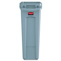Indoor Waste Receptacles | Rubbermaid Commercial FG354060GRAY 23 Gallon Rectangular Plastic Slim Jim Receptacle W/venting Channels - Gray image number 1