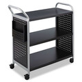 Carts | Safco 5339BL 31 in. x 18 in. x 38 in. 3 Shelves 1 Bin 300 lbs. Capacity Scoot 3-Shelf Metal Utility Cart - Black/Silver image number 0