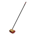 Brushes | Nexstep Commercial Products 6615 10 in. Bi-Level Floor Scrub Brush with 54 in. Handle - Red Polypropylene Bristles/Black Metal Handle image number 1