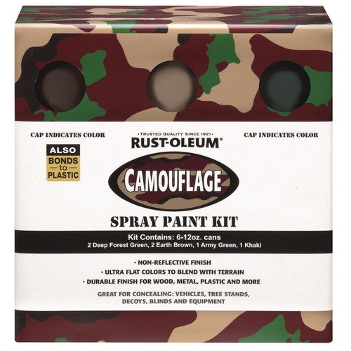 Paint & Paint Supplies | Rust-Oleum 269038 12 oz. Aerosol Can Camouflage 2X Ultra Cover Spray Paint Kit - Assorted Colors (6/Carton) image number 0