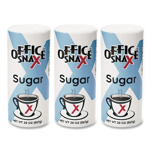 Sweeteners | Office Snax OFX00019G 20 oz Reclosable Canister of Sugar (3/Pack) image number 0
